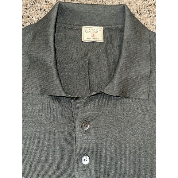 Gatsby Sweater Mens M Gray Silk Cotton Polo Shirt Style Short Sleeve Italian - Picture 3 of 11